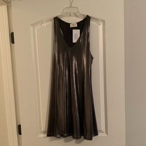 Gunmetal V-Neck Shift Dress